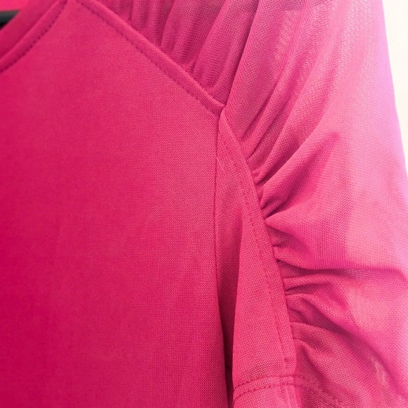 DKNY Magenta Mesh-Sleeve Short Sleeve Top – Size XXS - Picture 4 of 6
